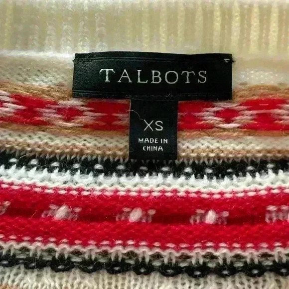 Talbots XS Women’s Sweater Fair Isle Red White - Picture 6 of 7